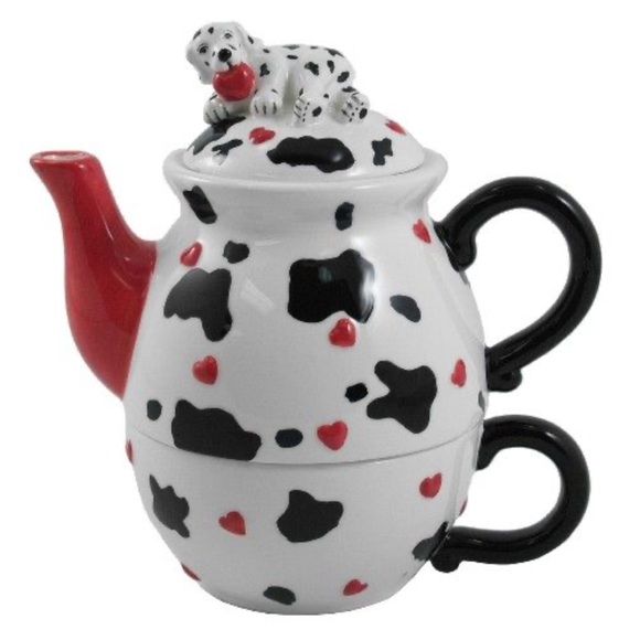 Teapot & Cup with Dalmatian Dog on of Teacup Top cover.  BY GANZ® - Picture 1 of 15